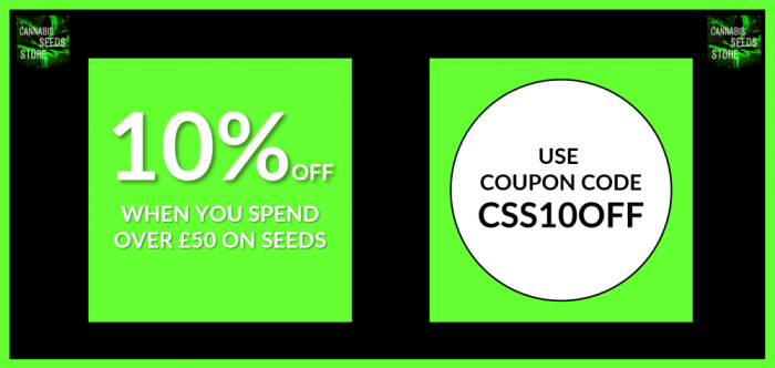 Coupon Code 10% OFF Cannabis Seeds Store